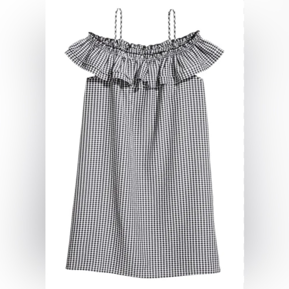 H&M Off The Shoulder Checked Dress